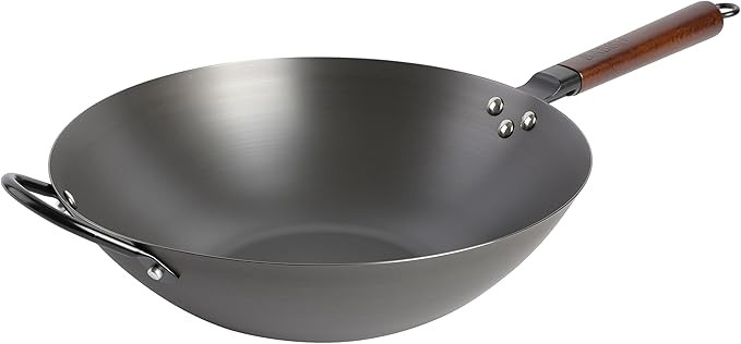 Babish Carbon Steel Flat Bottom Wok and Stir Fry Pan, 14-Inch | Amazon (US)