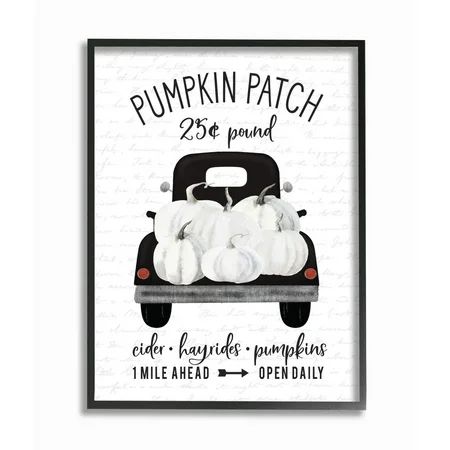 Stupell Industries Pumpkin Patch Farm Truck Sign Country Autumn Harvest Framed Wall Art Design by Le | Walmart (US)