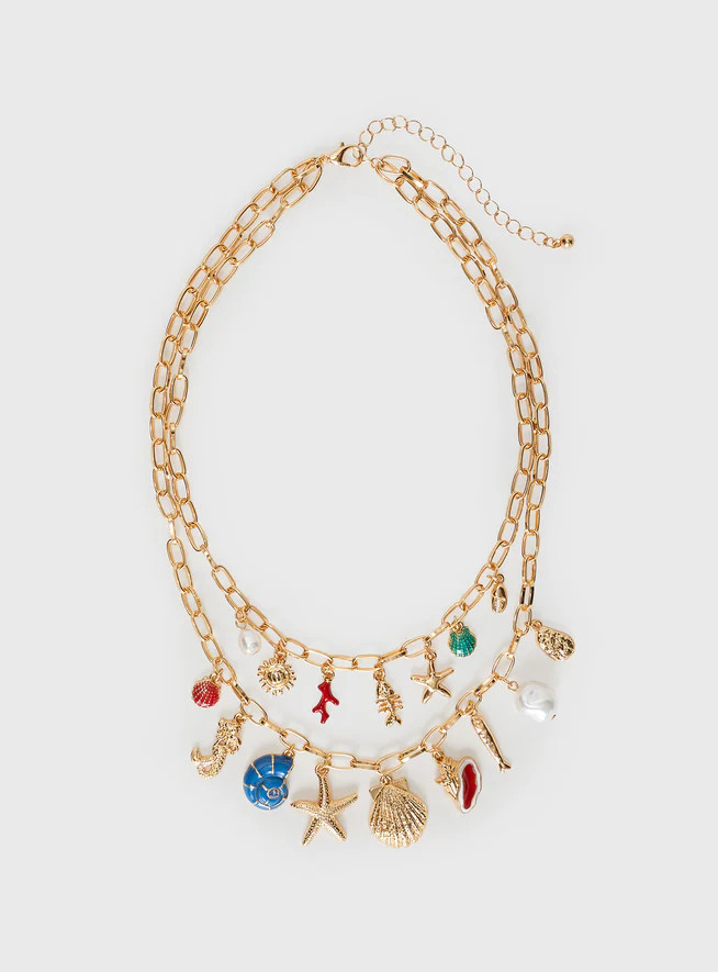 Sealife Charm Necklace Gold | Princess Polly US