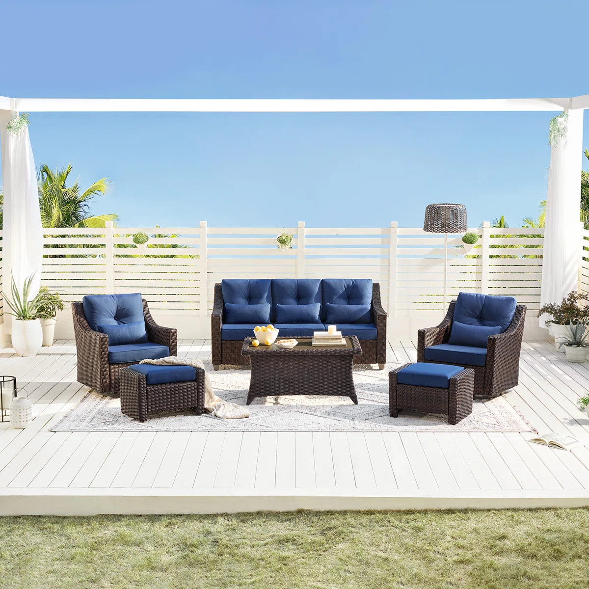 Keaisha 5 Person Outdoor Conversation Furniture Set Seating Group With Coffee Table And Cushions | Wayfair North America