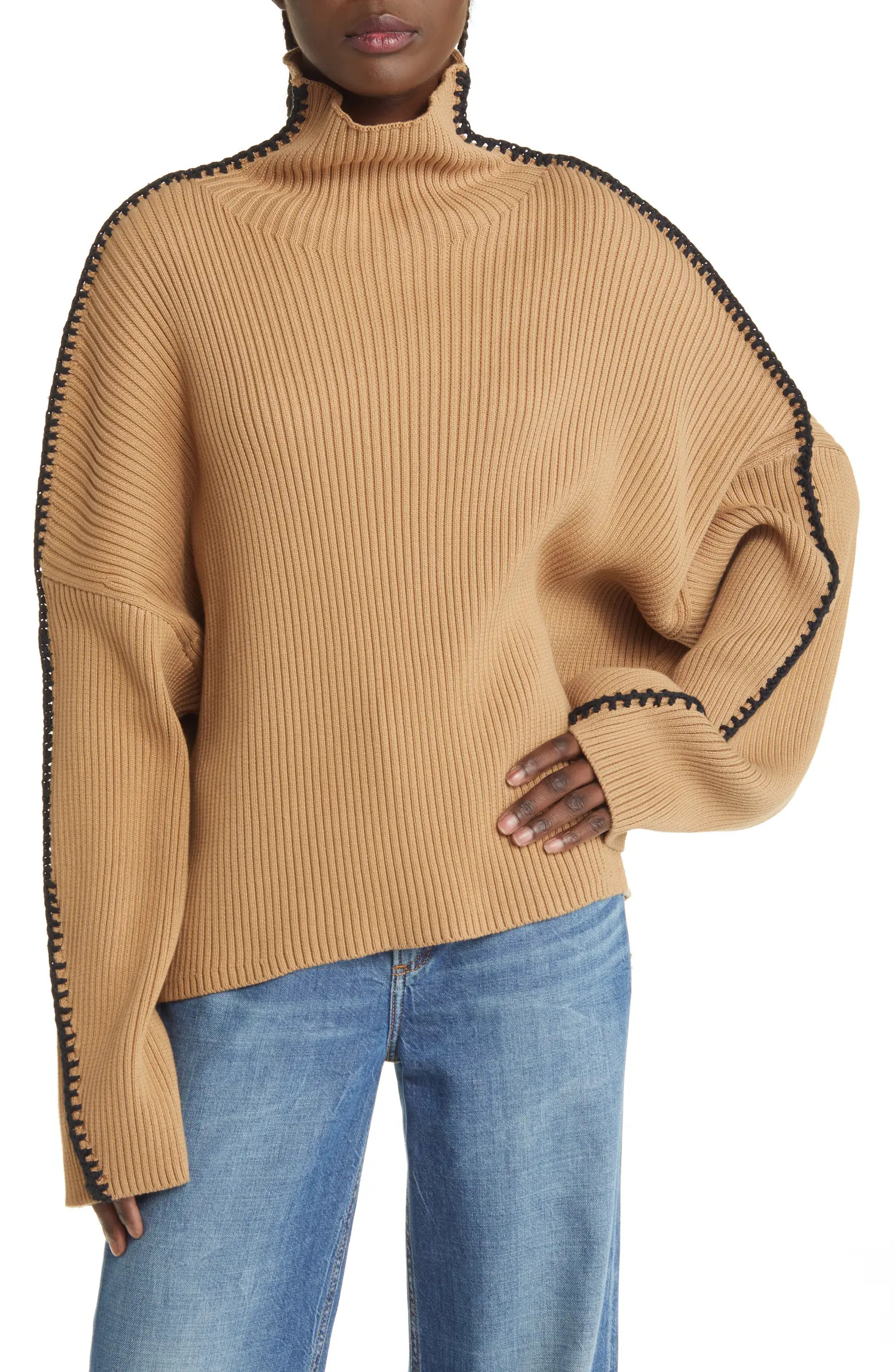 rag & bone Ally Whipstitch Detail Mock Neck Sweater | Nordstrom | Nordstrom