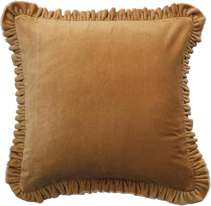 Creative Co-Op, Mustard Velvet Ruffled Square Pillow | Amazon (US)