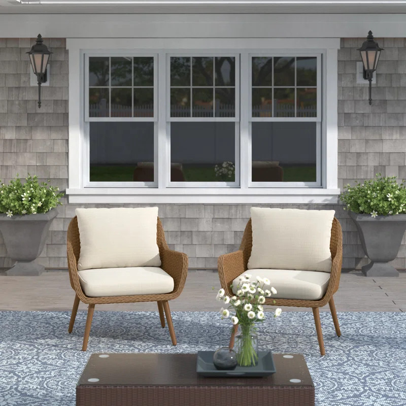 Marotta Outdoor Patio Chair with Cushions (Set of 2) | Wayfair North America