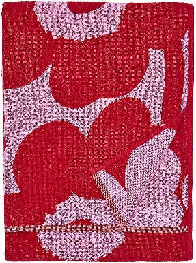 MARIMEKKO - Unikko Cotton Terry Bath Towel (Red) | Amazon (US)