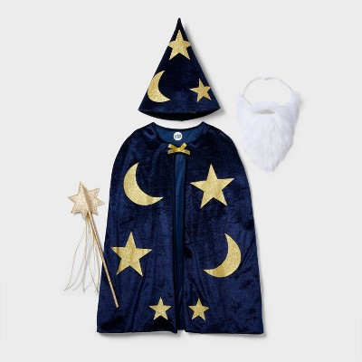 Pretend Play Wizard Costume with Cape, Hat, Beard & Wand 2T-XS - Gigglescape™ | Target
