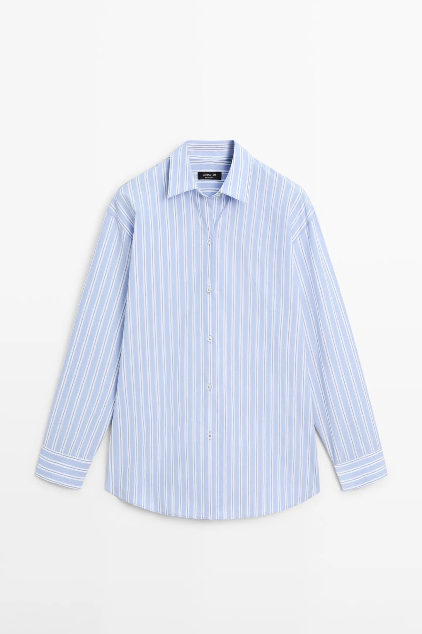 Shirt made of 100% cotton fabric. Long sleeves with buttoned cuffs. Shirt collar. Button-up front. Striped print. | Massimo Dutti UK