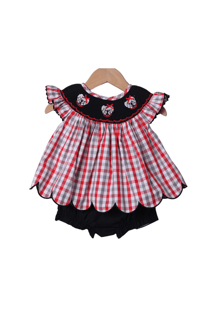 Smocked Red BullDog Bloomer Set | The Smocked Flamingo