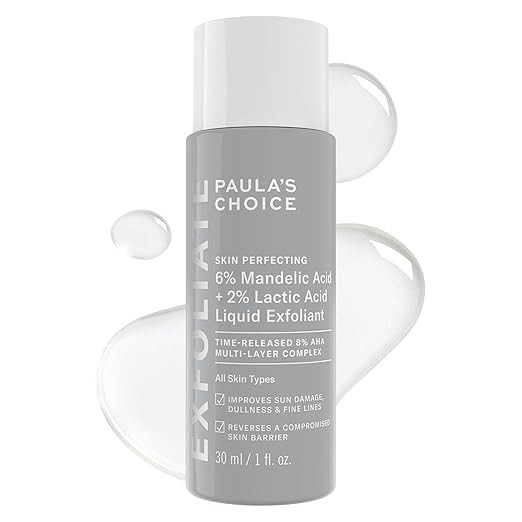 Paula’s Choice 6% Mandelic Acid + 2% Lactic Acid Exfoliant, Gentle Daily AHA Exfoliation for Di... | Amazon (US)