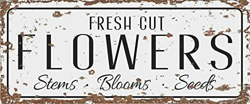 Fresh Cut Flowers Sign Vintage Retro Metal Tin Sign Wall Plaque Wall Decor Sign 6x16 inch | Amazon (US)