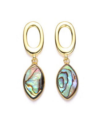 Pretty Sterling Silver 14K Gold Plated Curvy Abalone Pendant Necklace | Macy's