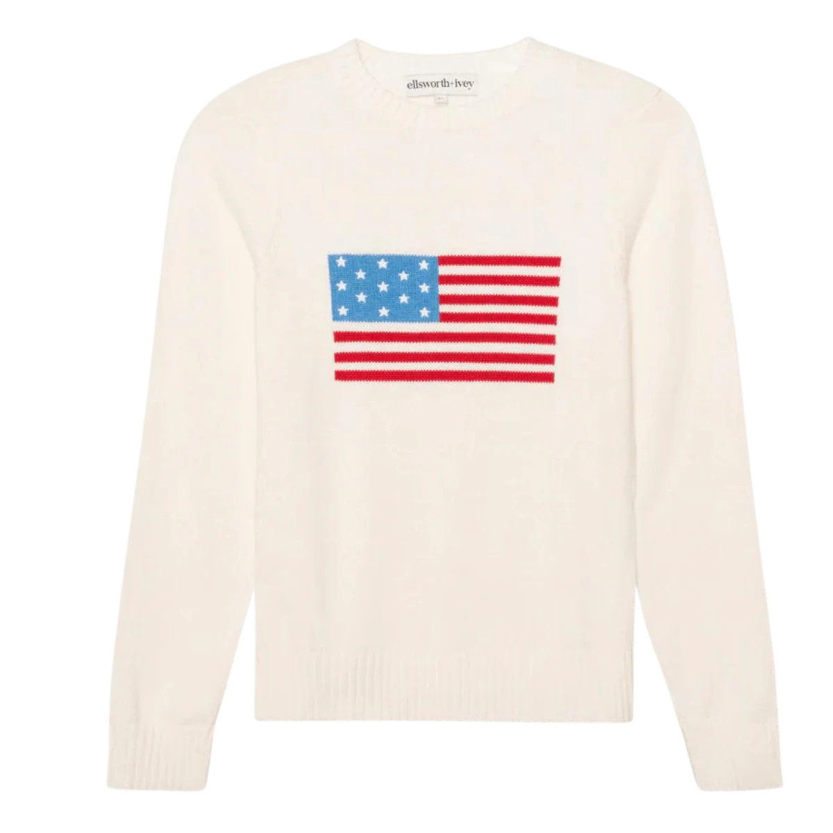 American Flag Crewneck Sweater in Ivory | Over The Moon