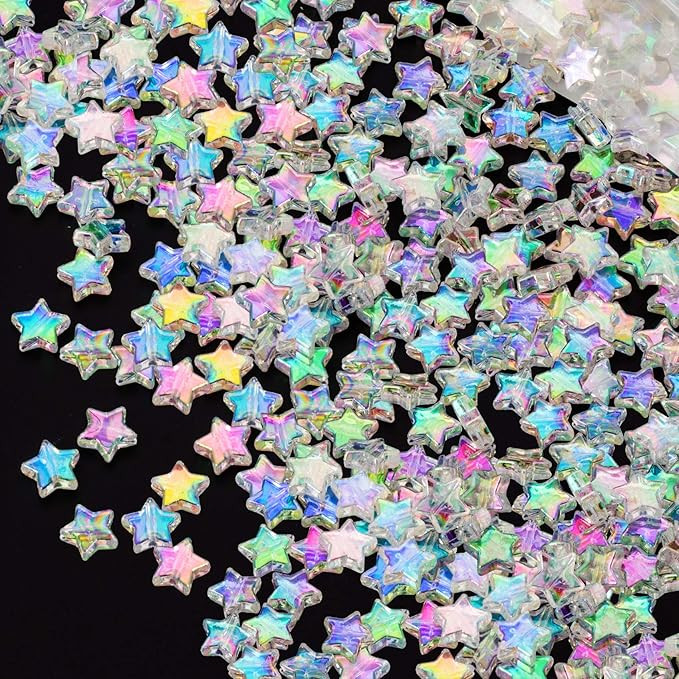 OIIKI 400 PCS Acrylic Star Shape Beads, Star Shape Charming Beads, Clear Acrylic 10mm Beads for D... | Amazon (US)