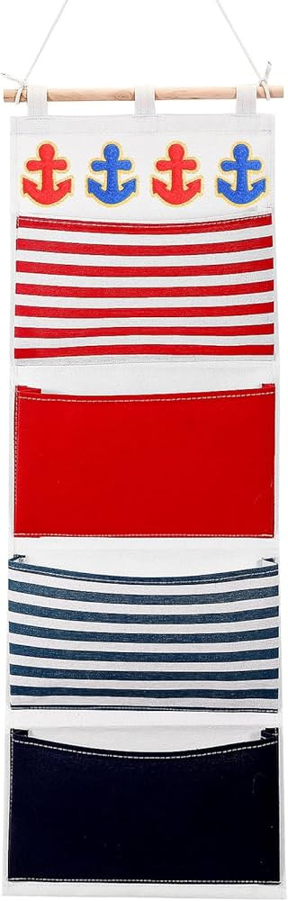 Fish Extender Cruise Gift Hanging Organizer with 4 Pockets and 4 Pcs Iron on Anchor Patches Cabin... | Amazon (US)