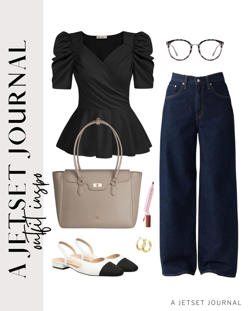 Put on this black GRACE KARIN puff short-sleeve blouse and Levi’s baggy jeans for your last outfit. The LOVEVOOK laptop bag and DREAM PAIRS slingback flats anchor the outfit. Finish the look with tarte Maracuja Juicy Lip Tattoo.

#LTKSeasonal #LTKSaleAlert #LTKTravel

 

 