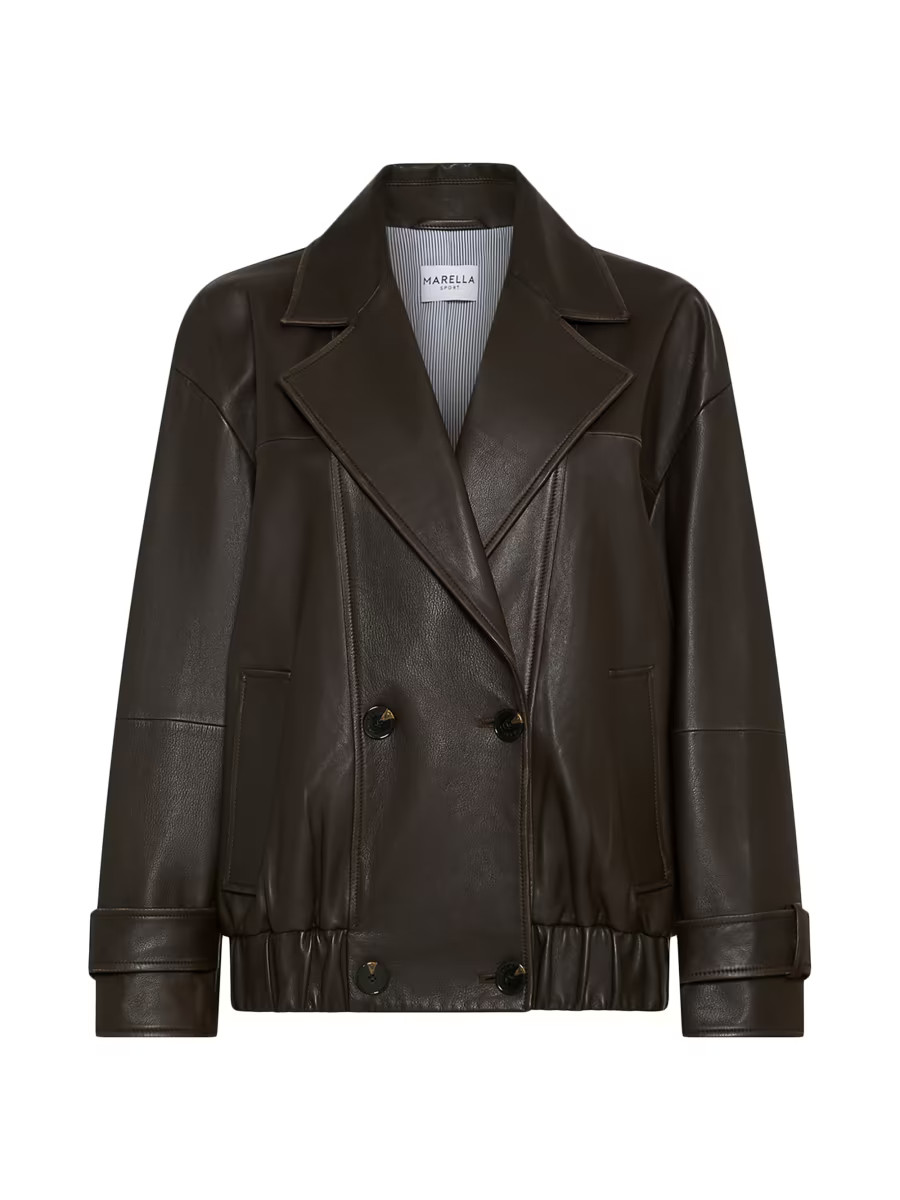 Marella Leather Pea Coat | Saks Fifth Avenue | Saks Fifth Avenue