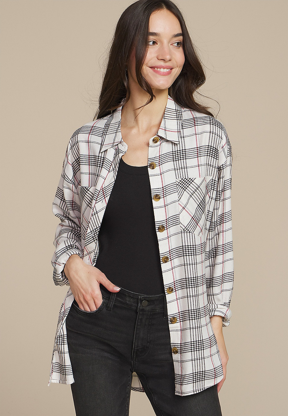 Plaid Boyfriend Button Down Shirt | Maurices
