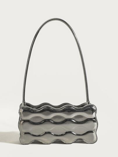 Metallic Scallop Detail Novelty Bag | SHEIN