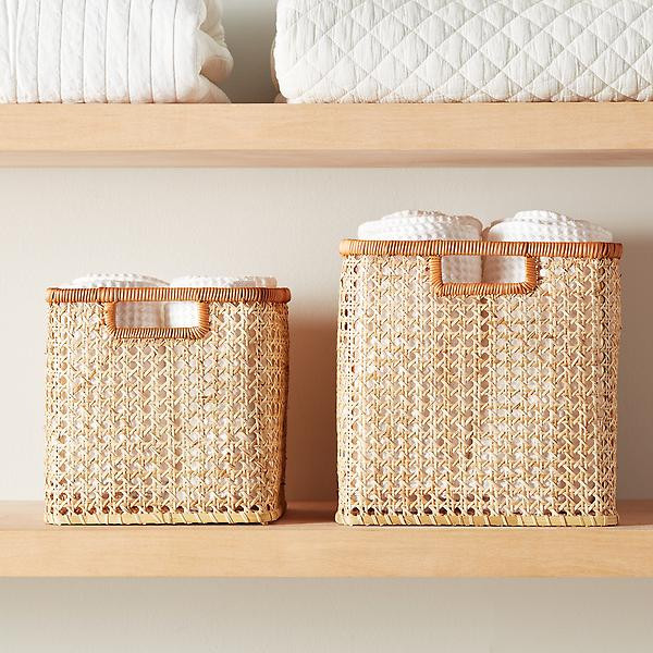 Albany Rattan Cube Natural | The Container Store