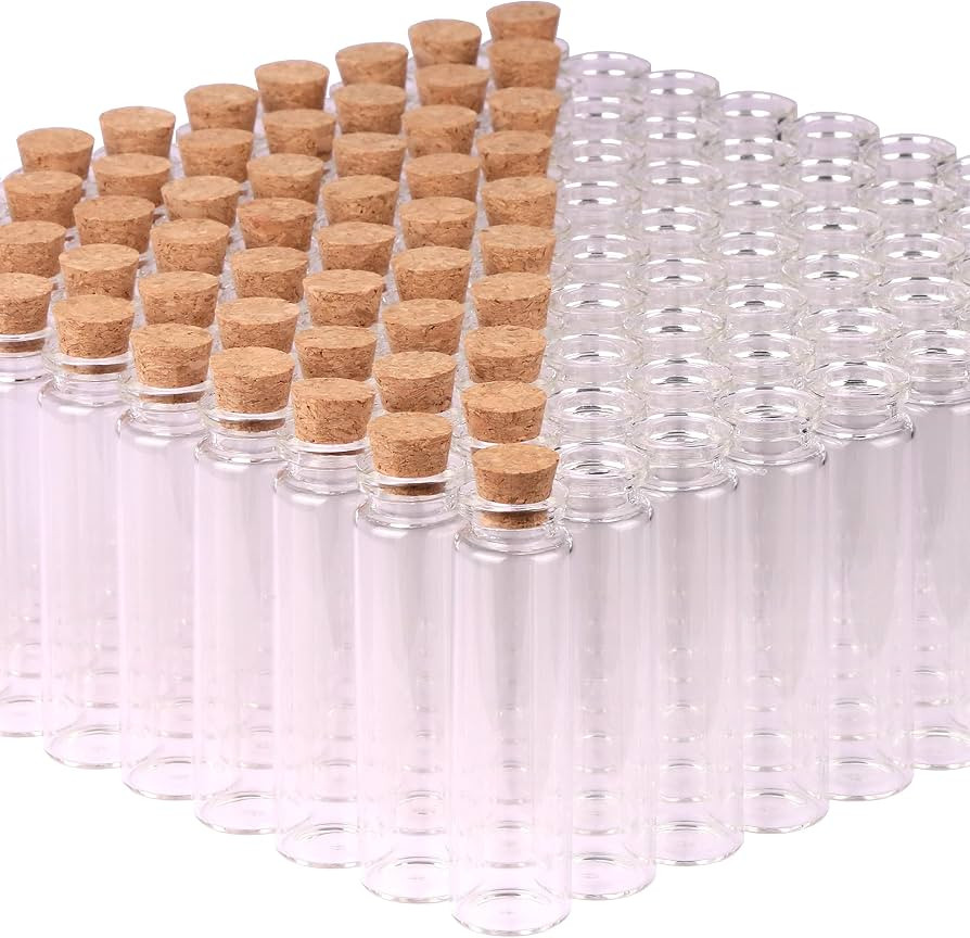 MaxMau Small Glass Bottles with Cork Stoppers,100pcs Tiny Jars Mini Glass Vials 20ml for DIY Art ... | Amazon (US)