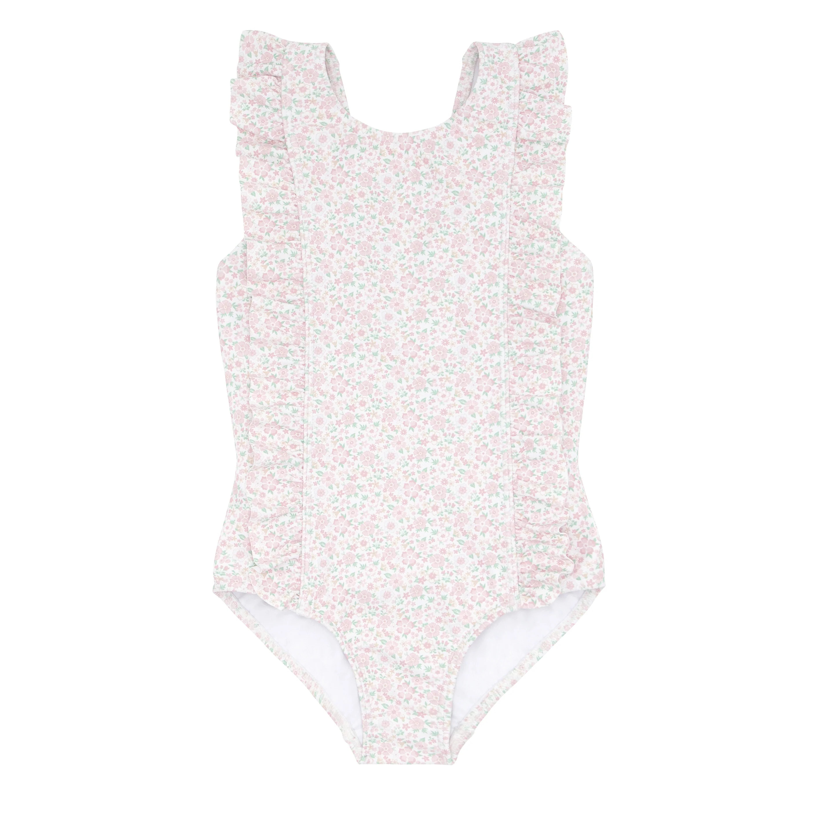 girls antique floral ruffle one piece | Minnow