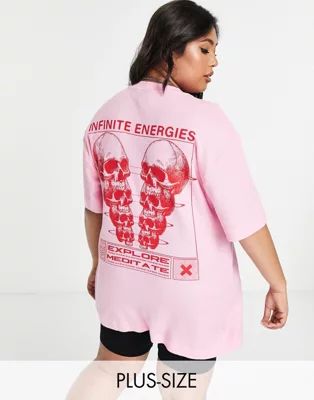 COLLUSION Plus waffle skeleton graphic t-shirt in pink | ASOS | ASOS (Global)