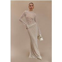 Robyn Sheer Lace Maxi Skirt - Ivory I MESHKI I Size XXS | MESHKI US