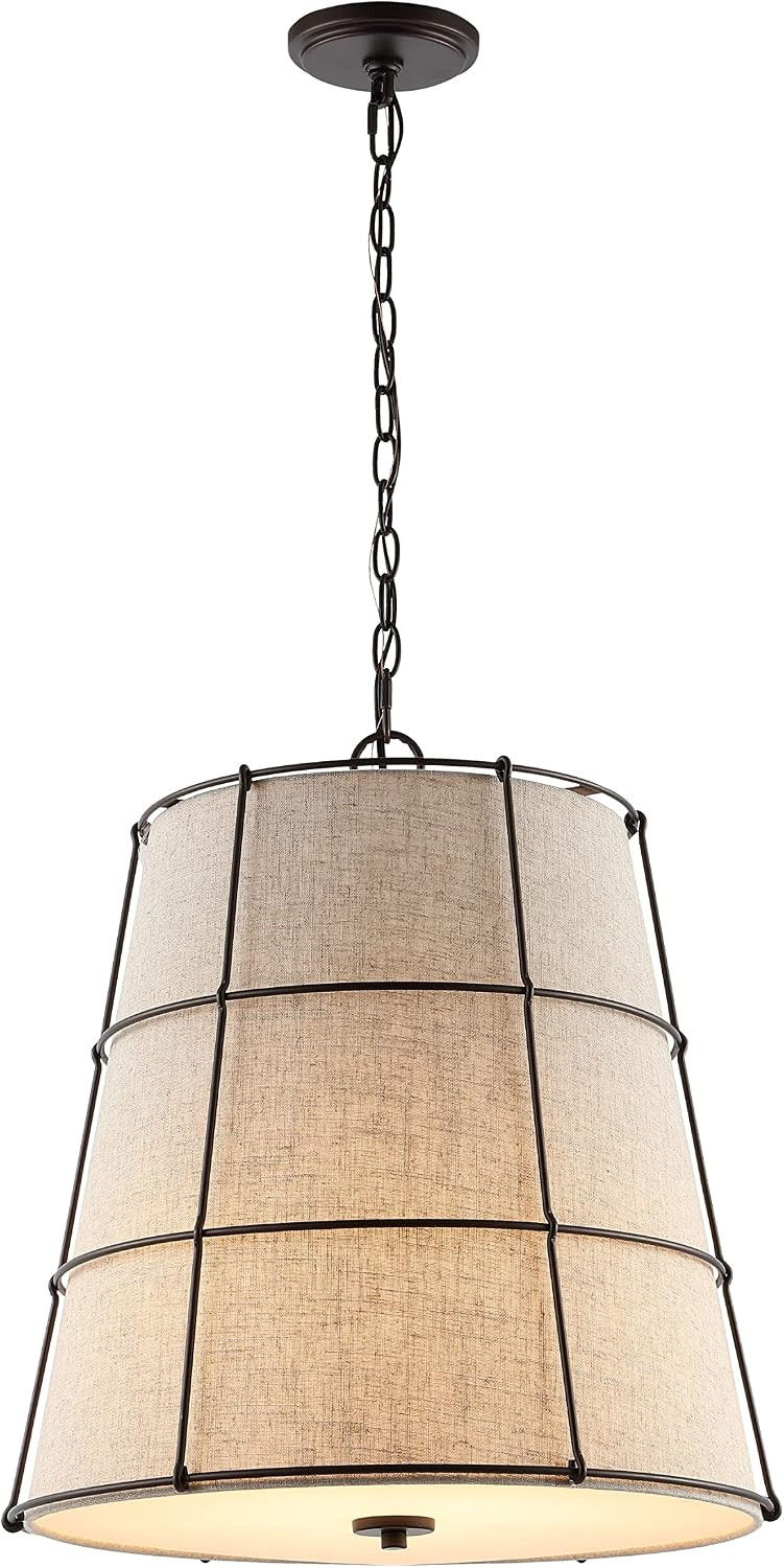 JONATHAN Y JYL1318A Silas 19" 3-Light Rustic Farmhouse Iron LED Pendant Industrial Modern Adjustable Dining Room Living Room Kitchen Island Foyer Bedroom Hallway, Oil Rubbed Bronze | Amazon (US)