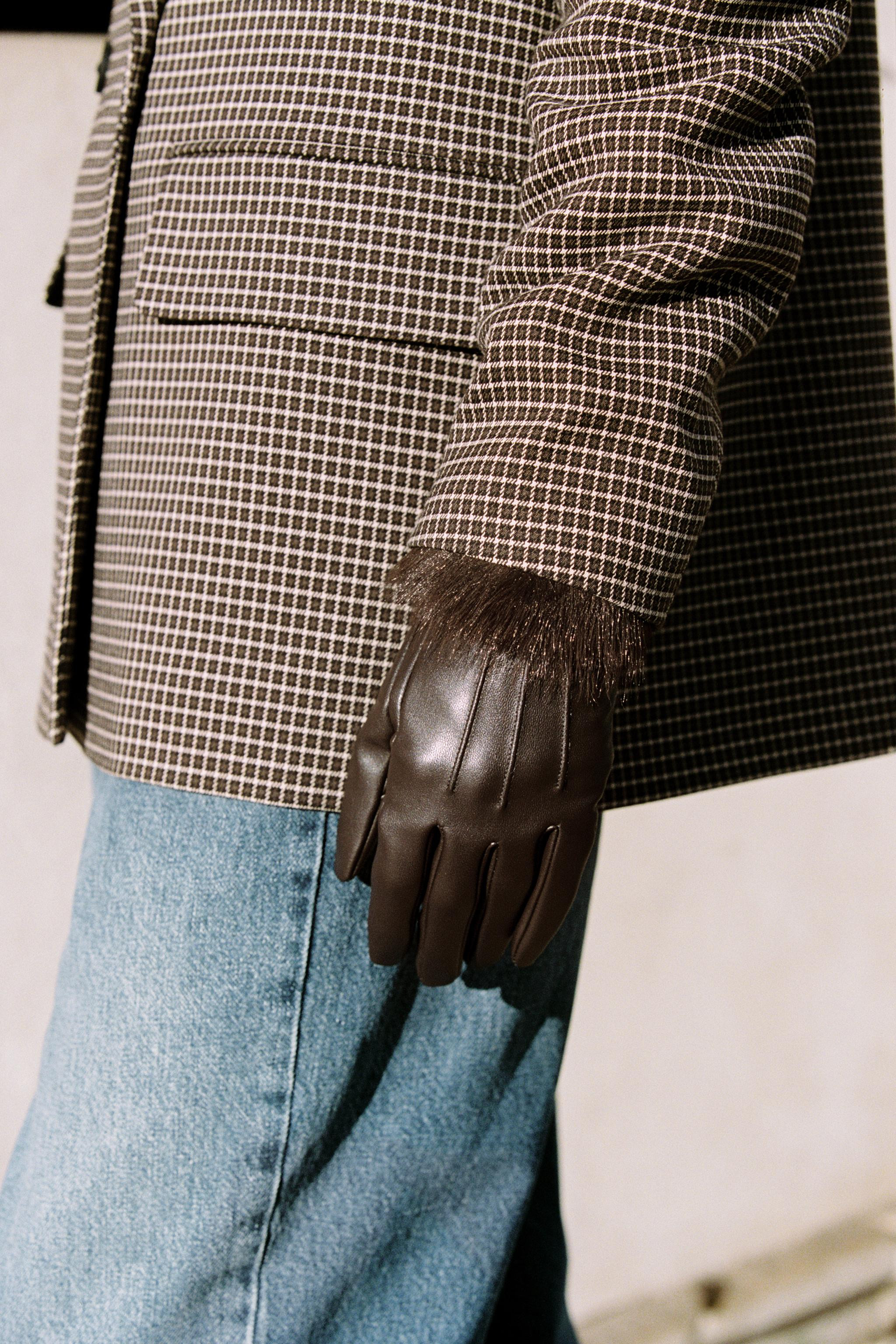 FAUX LEATHER GLOVES WITH FAUX FUR | Zara US