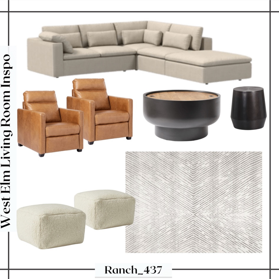 West Elm living room inspo! 

Couch, recliner chair, coffee table, side table, leather, area rug 

#LTKsalealert #LTKFind #LTKhome