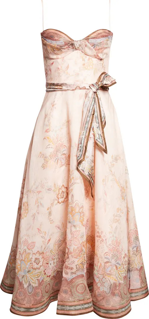 Alchemy Paisley Structured Linen & Silk Organza Midi Dress | Nordstrom