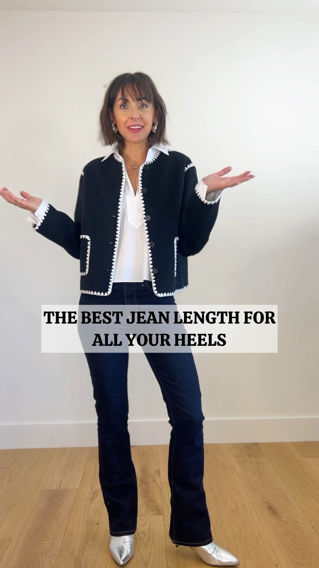 With sweater weather comes boot season. Here is how to get one pair of jeans you know will go with any heel.

1. Measure your full length and seam or the distance from the center crotch seam to the ground.
2. Add the height of your lowest heel and subtract 1/2” 
