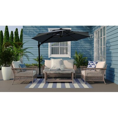 allen + roth Ivy Meadows 4 -Piece Wicker Patio Conversation Set with Cream Cushions Lowes.com | Lowe's