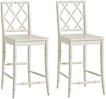 Universal Furniture Bamboo Carved X-Back 29" Bar Stool with Contoured Wood Seat in White (Set of ... | Amazon (US)