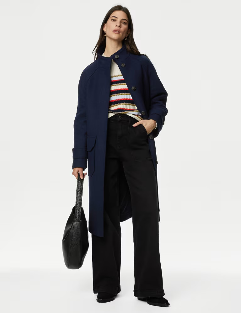 Wool Blend Funnel Neck Longline Coat | Marks & Spencer (UK)