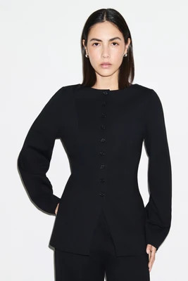 Bonnie Ponte Waisted Blazer, BLACK / UK 12 | ALIGNE UK & EU