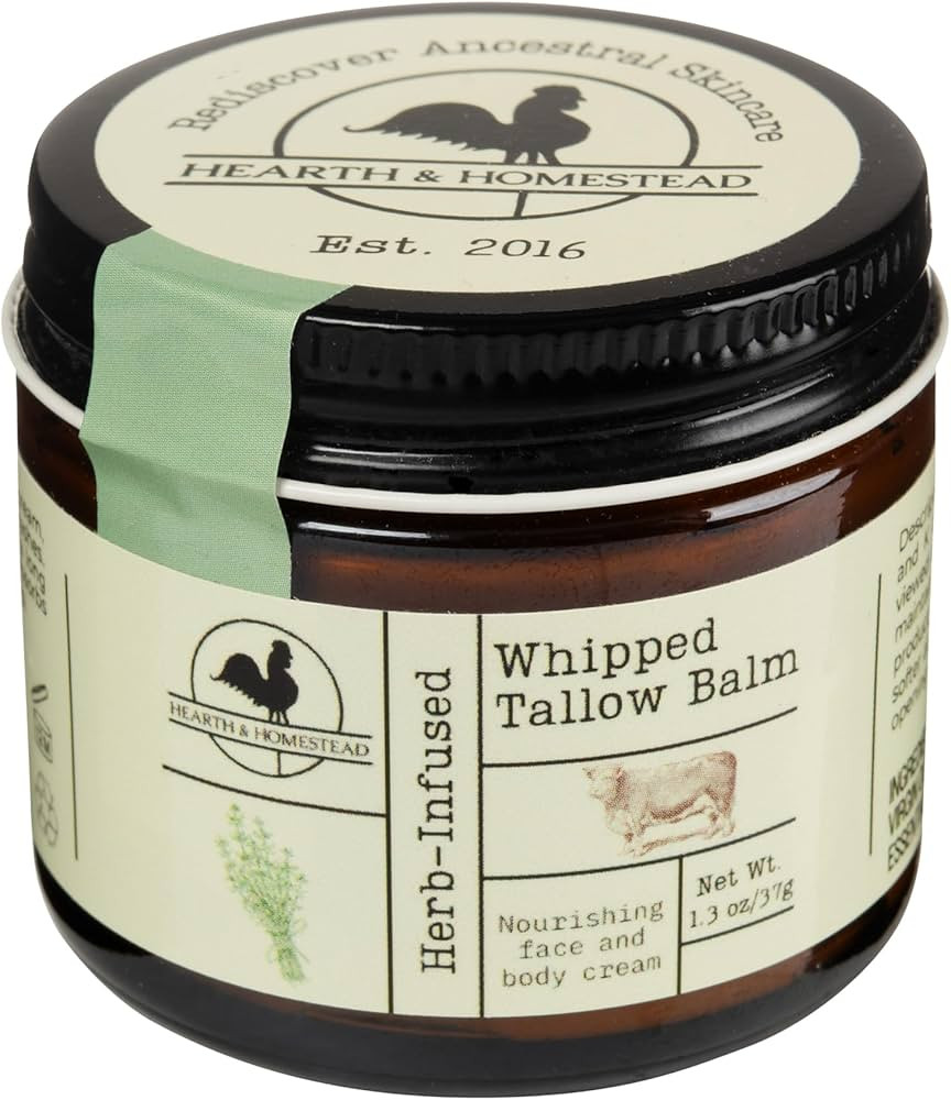 Handmade Whipped Tallow Balm (Unscented/Herb-Infused) - Organic Body Butter with Infused Olive Oi... | Amazon (US)