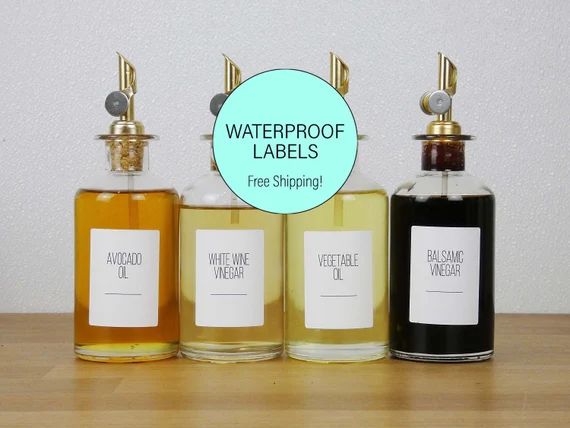 16 Oil & Vinegar Labels Set • Water Resistant •  Home Organization Labels | Etsy (US)