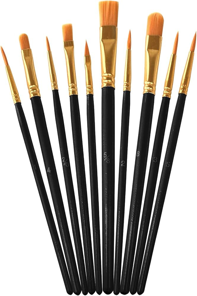 Paint Brushes Set,10 Pack Nylon Hair Paint Brushes for Acrylic Painting, Craft Paint Brushes, Wat... | Amazon (US)