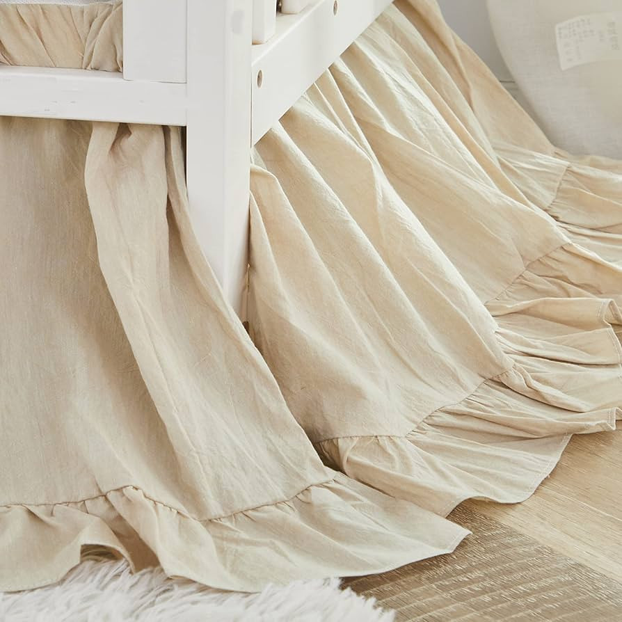 Brandream Boho Bohemian Girl Baby Nursery Crib Bed Skirt Dust Ruffle - Neutral Solid Color Beige ... | Amazon (US)