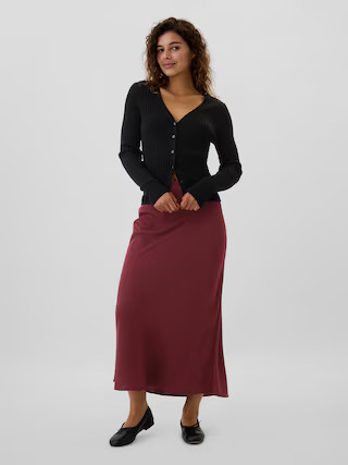Satin Midi Slip Skirt | Gap Factory