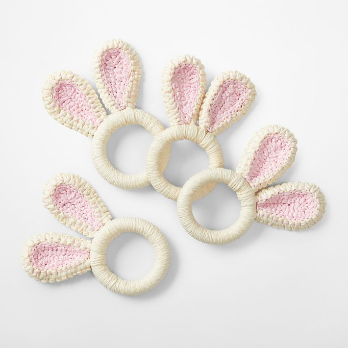 Raffia Bunny Napkin Rings, Set of 4 | Mark and Graham