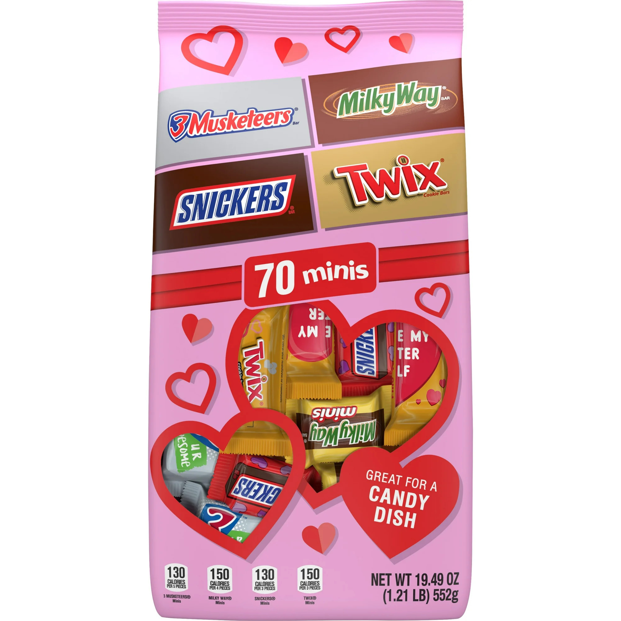 Snickers, Twix & More Valentine's Day Milk Chocolate Bars Variety Pack - 70 Ct Bulk Bag | Walmart (US)
