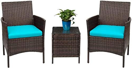 Devoko Patio Porch Furniture Sets 3 Pieces PE Rattan Wicker Chairs with Table Outdoor Garden Furn... | Amazon (US)
