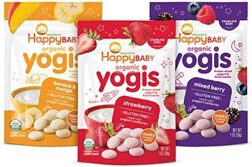 Happy Baby Organics Yogis Freeze-Dried Yogurt & Fruit Snacks, 3 Flavor Variety Pack, 1 Ounce (Pack o | Amazon (US)