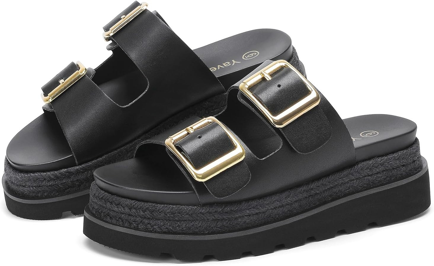 Yavero Womens Platform Sandals Espadrilles Slide Sandals with Double Buckles Comfortable Open Toe... | Amazon (US)