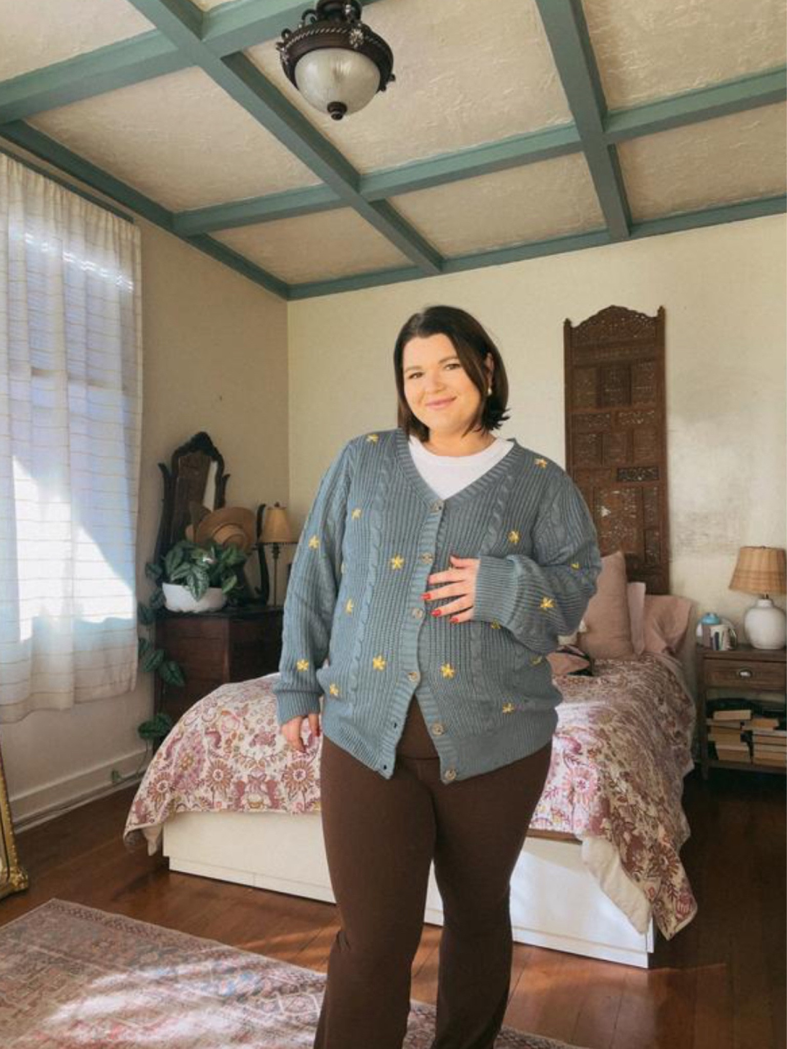 Comfy maternity friendly outfit for the day!
Sweater is from amber moon boutique. 
Leggings & tank are from Aerie, both size XL! Short length in the leggings.
Lip color: sesame 

#LTKstyletip #LTKbump #LTKmidsize