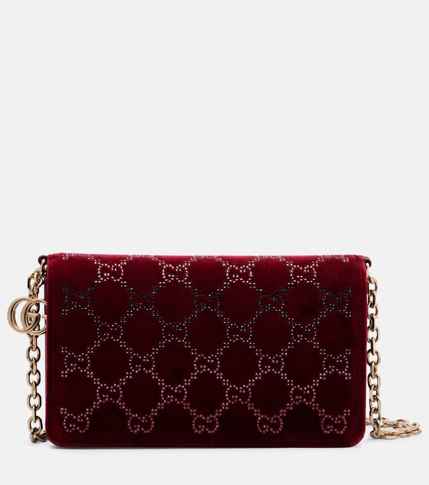 Gucci GG Crystal velvet wallet on chain | Mytheresa (US/CA)