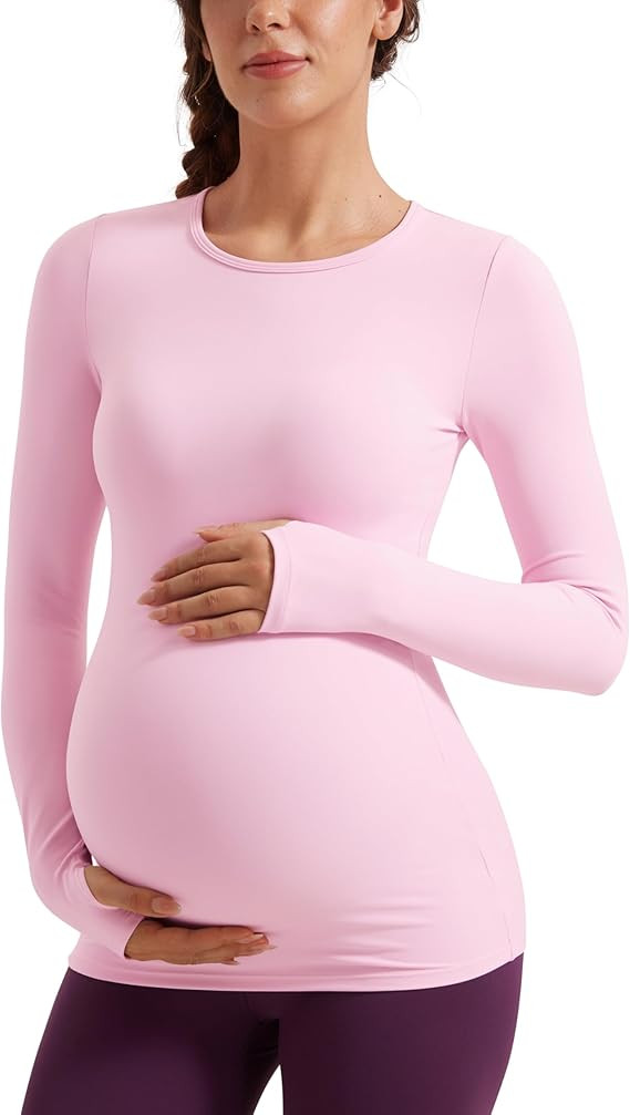 CRZ YOGA Womens Butterluxe Long Sleeve Maternity Tops Crewneck Pregnancy Basic Shirts Soft Athlet... | Amazon (US)