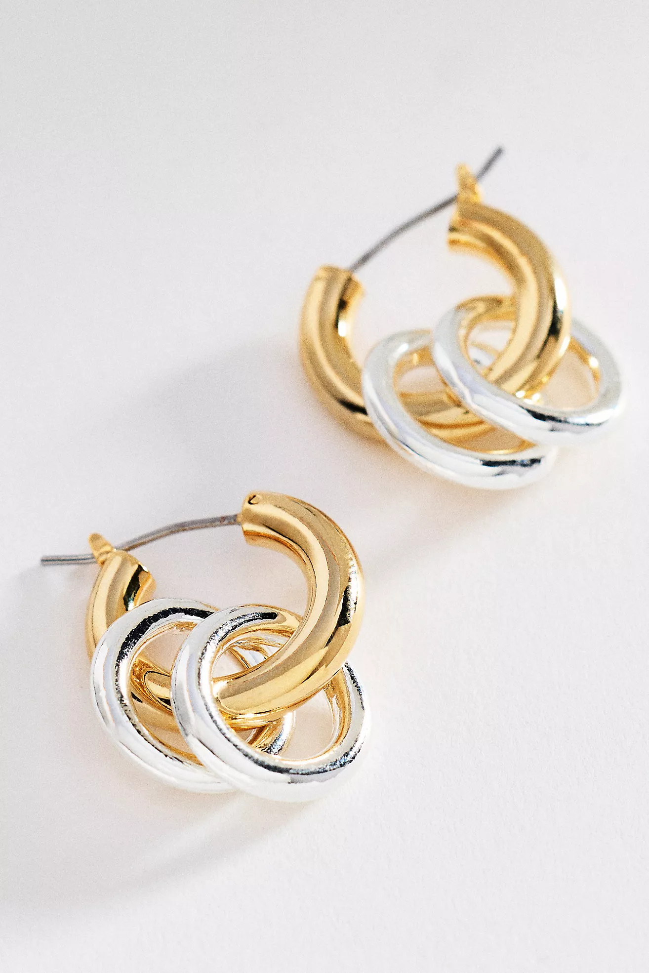 Two-Tone Interlock Hoop Earrings | Anthropologie (US)