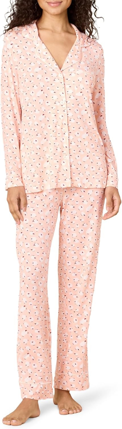 Amazon Essentials x Sofia Grainge Women's Stretch Modal Long-Sleeve Button-Front Top and Full-Length Bottom Pajama Set | Amazon (US)